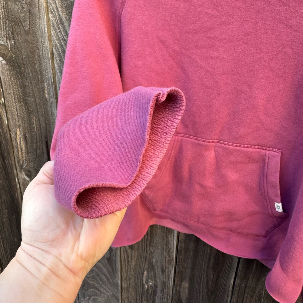 Ugg Hallidie Pinkish Red Crew Neck Short Pile Faux Fur Pullover size large - Picture 5 of 8